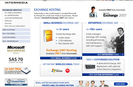 Microsoft Exchange is the world's most popular business messaging platform, with almost 60% of the market. It boosts company productivity through advanced features like always-synced email, files, calendars and contacts; mobile access on devices such as the Treo or Motorola Q; advanced Web mail; shared calendars that let employees see colleagues’ availability to schedule or rearrange meetings, book conference rooms and plan projects; shared task lists that allow 'to do' lists to be created and assigned, then shared with team members; and shared contacts which guarantee that customers' contact details will never be lost or misplaced.