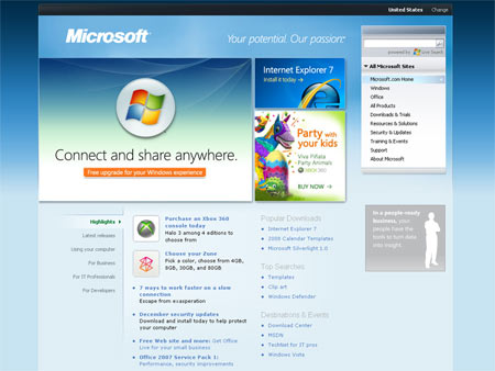 Сайт компании Microsoft