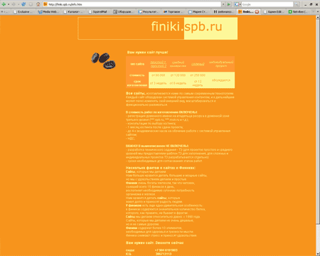 Внутренняя страница сайта finiki